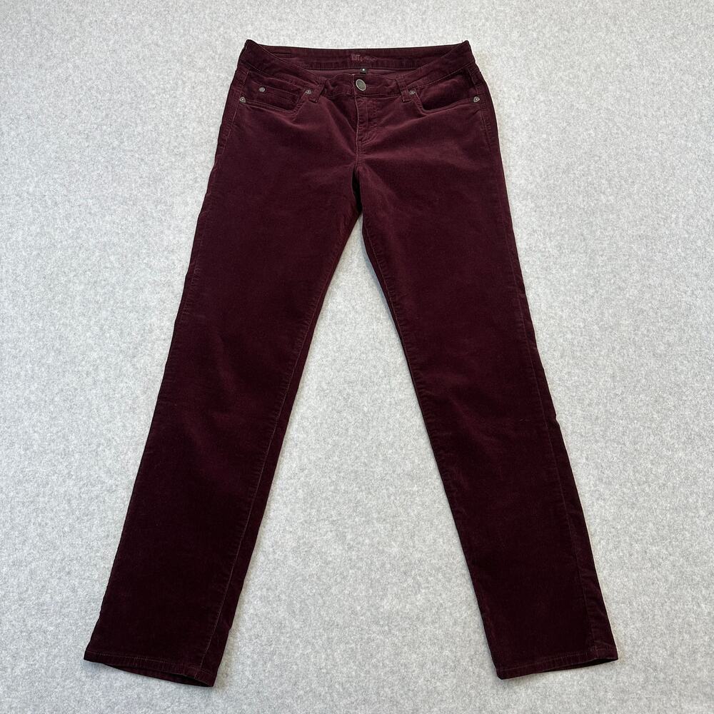 Kut from the Kloth Corduroy Pants WMNS 8 Burgundy Straight Leg Mid Rise Casual